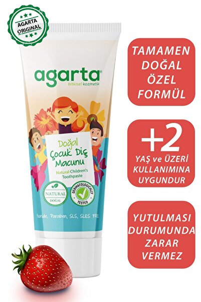 Agarta 3 Adet Doğal Florürsüz Çocuk Diş Macunu Çilekli 75 ml