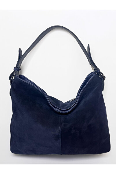 HBS ÇANTA LACİVERT hakiki süet omuz çantası