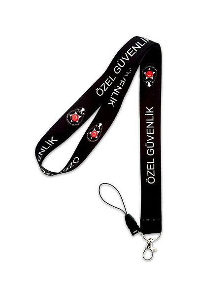 PABALAS Black Color Custom Security Pattern Neck Lanyard Strap Name Badge Holder-Phone Strap