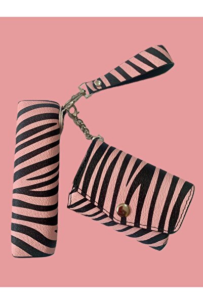 CeymSTecH Yeni Zebra Desen İlüma One Tam Set Çantalı Kılıf Pembe Renk