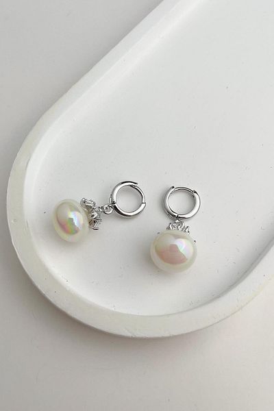 Modex Baguette Stone Dangle Pearl Earrings