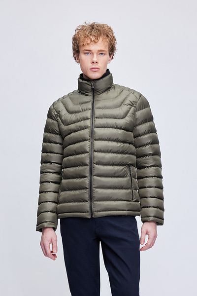 Hatemoğlu Φουσκωτό παλτό με κολάρο Khaki Dynamic Fit