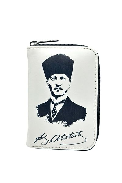 sinbEsg Special Design Ataturk Visual Children's & Teenagers' Wallet with Zippered Coin Compartment and Card Holder