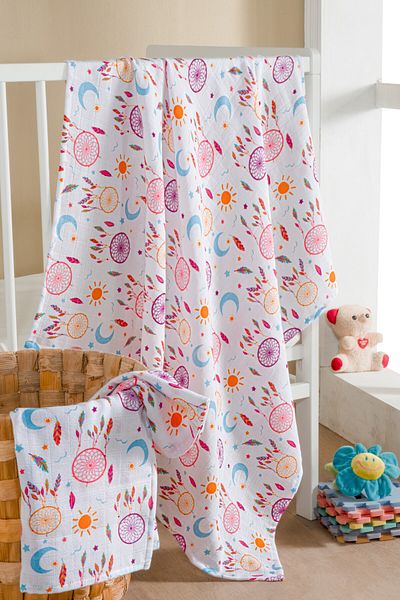 Lunanino 100% Cotton Set of 2 Muslin Baby Blanket Baby Blanket Multi-Purpose Blanket 100X100 Size Soft Texture