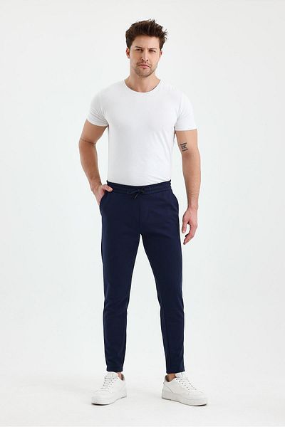 FİHA /9535-Male Straight Leg Jogger Pants - Dark Blue