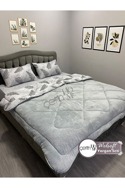 Çetinhome Çetinhome Double Patterned Welsoft Quilt Set (Without Sheets)