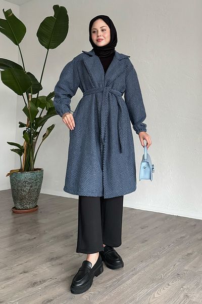 InStyle Herringbone Indigo Stamp Coat