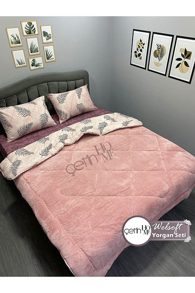 Çetinhome Çetinhome Double Patterned Welsoft Quilt Set (Without Sheets)