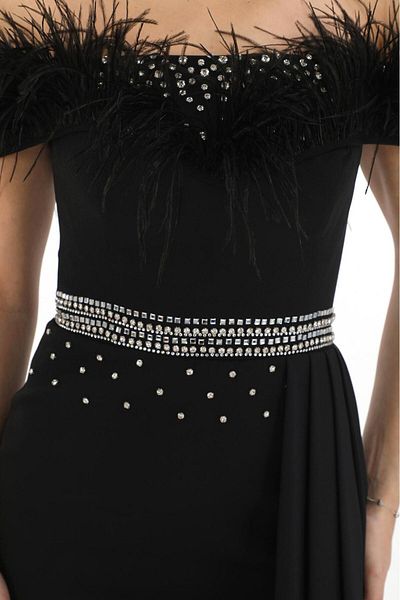 Robes Φόρεμα Crepe Design - με ουρά, φτερά και λεπτομέρειες χειροποίητης επεξεργασίας