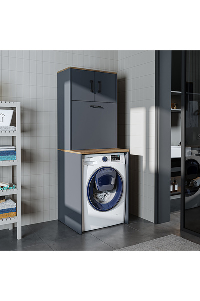 ROOMART Luna Çamaşır Sepetli Çamaşır makinesi Dolabı , Kirli Sepetli Çok Amaçlı Dolap