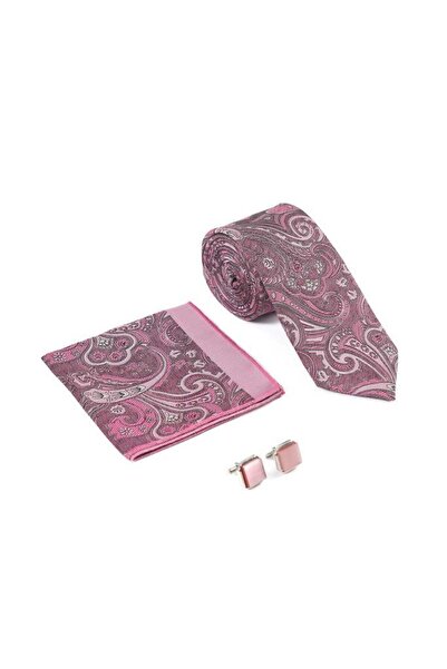 Brianze Σετ δώρου με μανικετόκουμπα με μοτίβο ροζ σάλι