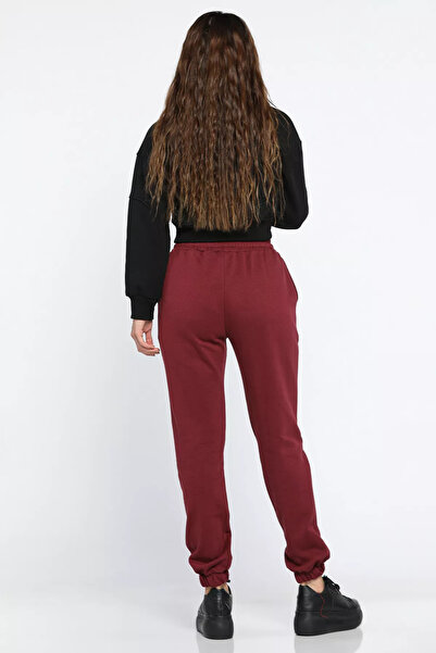 GÜLSELİ Claret Red Elastic Leg Γυναικείο Jogger Φούτερ