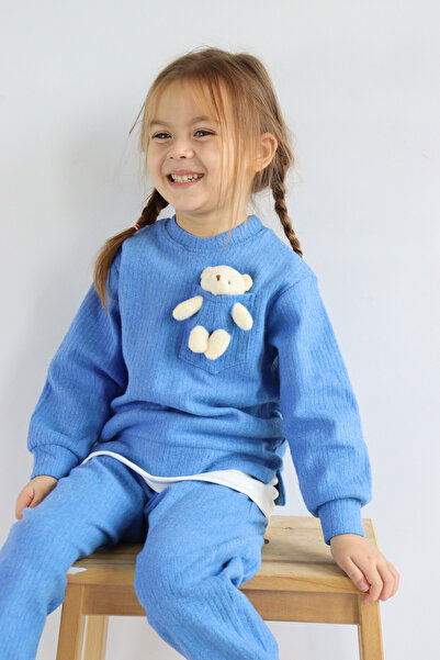 Harika KIDS Kız Çocuk Iki Iplik Kumaş Orta Kalınlıkta Tavşan Oyuncaklı Örme Basic Eşofman Takımı
