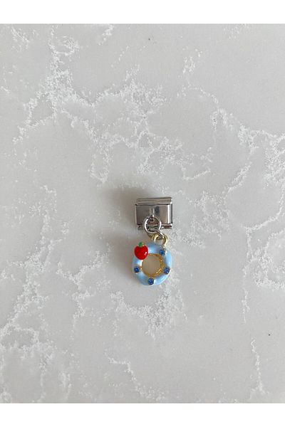 kubotique Blue Italian Bracelet Charm - Stainless Steel Doughnut Series