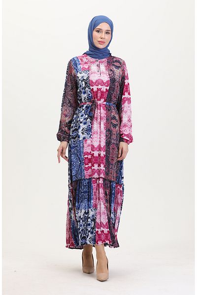sefamerve Rochie din viscoză cu curea Amelia S-m-l-xl Mărimea 4588AE-01 Albastru cireș