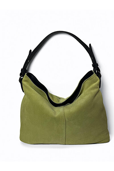 HBS ÇANTA FISTIK YEŞİLİ hakiki süet omuz çantası