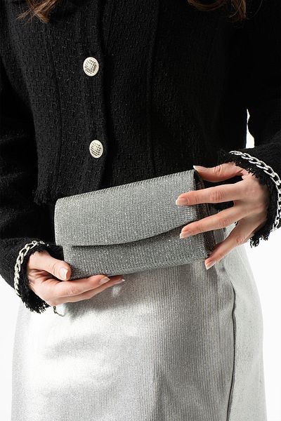 efnanstore Geantă de umăr Mini Box Silvery Platinum pentru femei Geantă de seară
