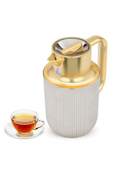 Everest Laura Thermos Matte Silver With Golden Handle 1 Liter