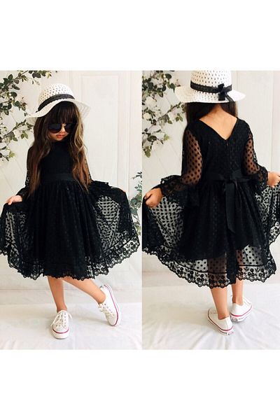 Mixie Girl's Black Hat Laced Princess Model Dress