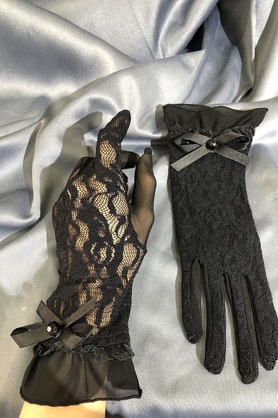 Hobigram White Lace and Bow Bridal Gloves Party Accessory – Party Gloves, Stylish Design – Party Eldiv