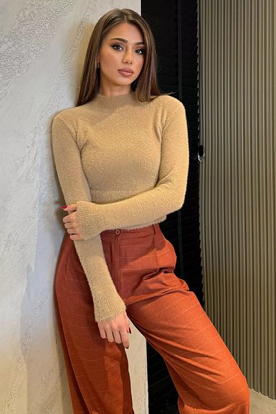 GÜLSELİ Μπισκότα Half Turtleneck Bearded Knitwear Μπλούζα