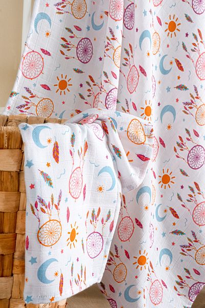 Lunanino 100% Cotton Set of 2 Muslin Baby Blanket Baby Blanket Multi-Purpose Blanket 100X100 Size Soft Texture