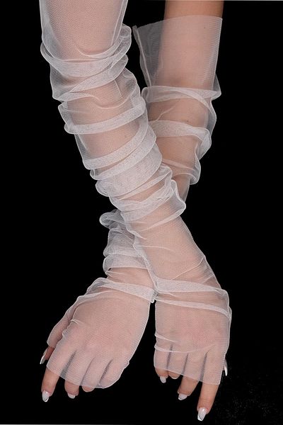 Hobigram Black Color Fingerless Evening Dress Costume Gloves Bridal Gloves Party Accessory – Party Gloves – Party