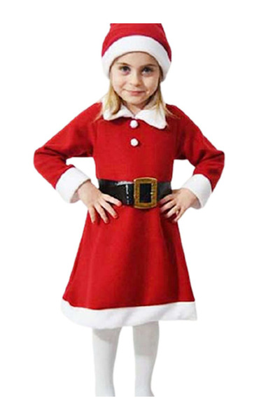 CEBECİ TİCARET Kızlar için Noel Baba Kostüm, 2 beden büyük, kırmızı renkli, ş...