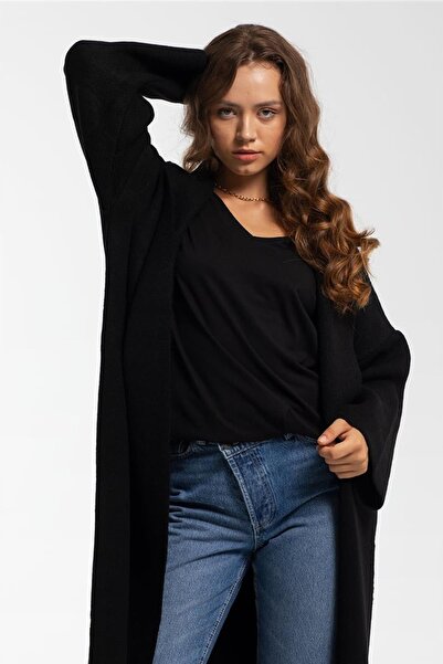 TENA Women's Black Loose Knitwear Cardigan