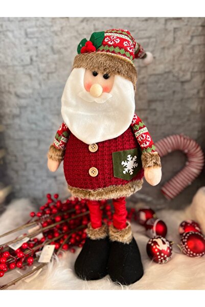 Derin Düşler Christmas Ornament Decor Lengthening Legs Shortening Plush Decorative Plaid Santa Claus 70cm