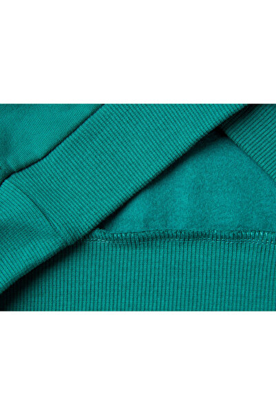 United Colors of Benetton Суитшърт с качулка и лого на предната част, принтиран в борово зелено и с кенгуров джоб