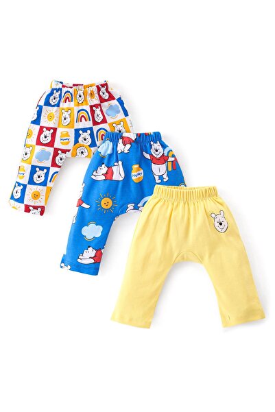Babyhug Disney مجموعة من 3 سراويل داخلية طويلة من نسيج قطني 100% - أصفر وأبيض وأزرق