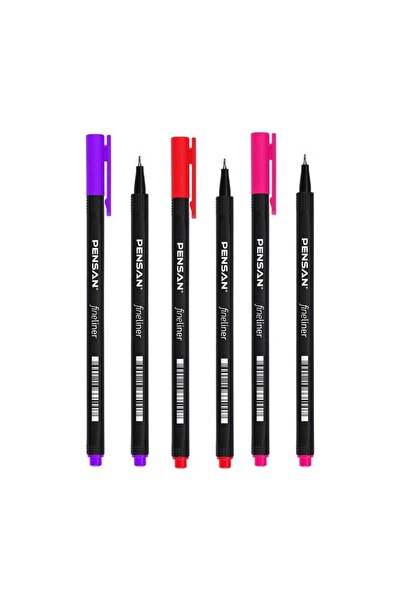 Pensan قلم فاينلاينر 24 لونًا صندوق بلاستيكي 0.4 ملم قلم ذو طرف لباد 1 حزمة ف...