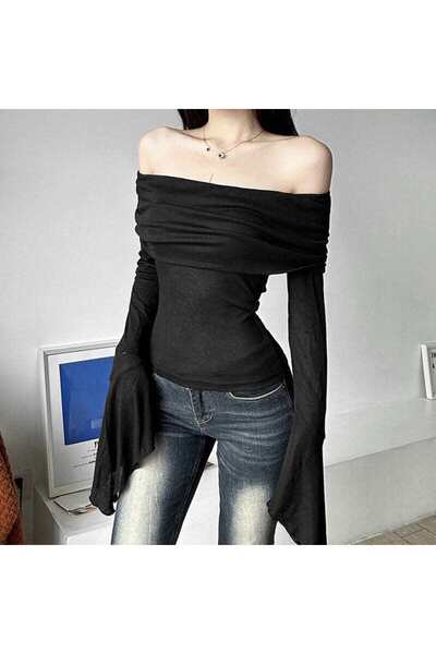 Köstebek Spanish Sleeved Boat Neck Vintage Blouse