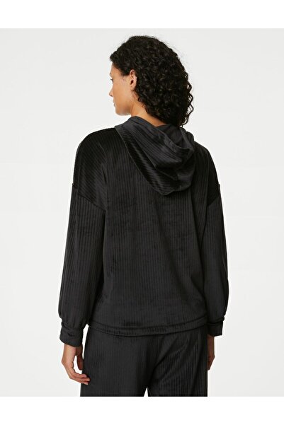 Marks & Spencer Flexifit: Kapüşonlu Kadife Pijama Üstü