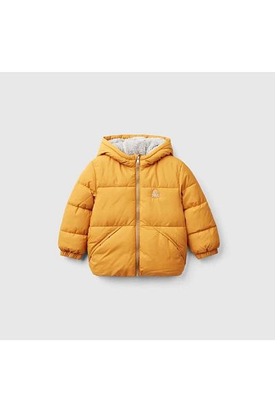 United Colors of Benetton Boy - Mustard Yellow, Left Chest Logo, Patch Pocket Detail, Zippered Mo