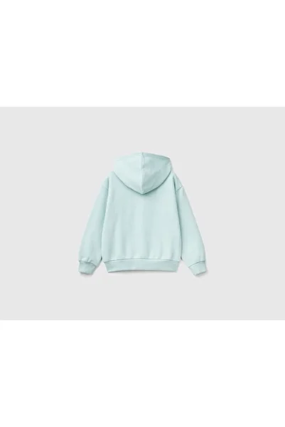 United Colors of Benetton JACHETĂ pentru fetiță, verde apă, cu glugă L/S