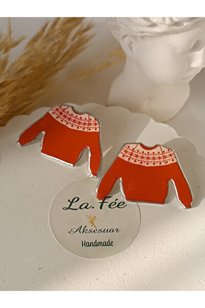 La fee aksesuar Red New Year's Sweater Theme - Christmas Gift Accessory Handm...