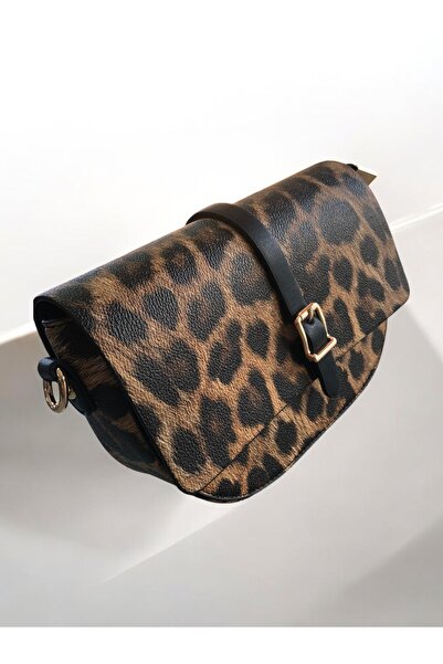 KumaşEvi Сумка зі штучної шкіри з леопардовим принтом - стильний і сучасний дизайн, регульовані ремені