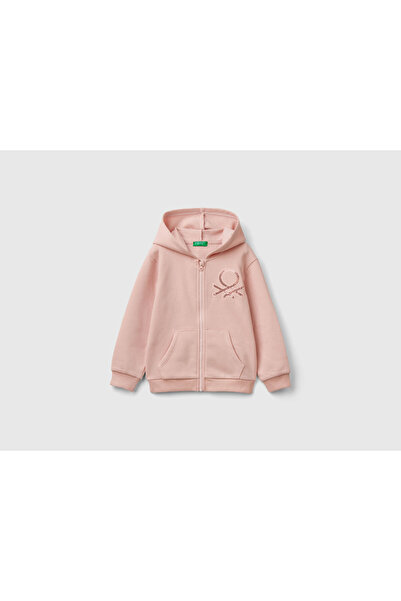 United Colors of Benetton JACHETA ROZ PUDRĂ FETĂ CU Glugă L/S