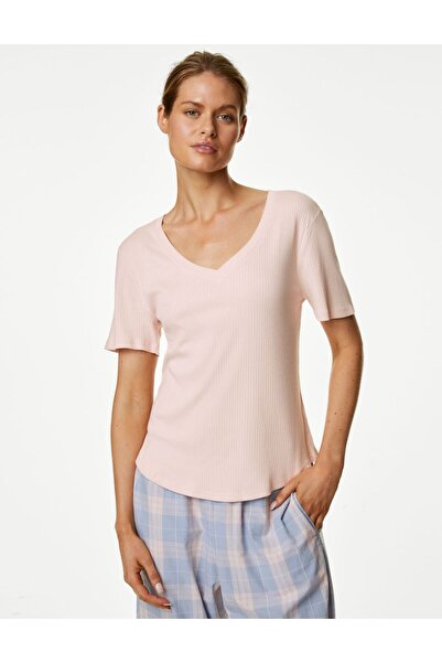 Marks & Spencer Fitil Detaylı Kısa Kollu Pijama Üstü