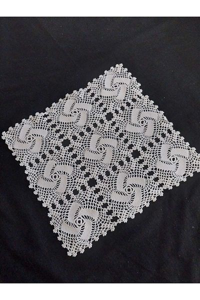 Papatyam Hand Knitted Crochet 4 Pcs Napkin(24X24Cm) Lounge Set Lace /Handcrafted Lace Set/Vintage/Cotton String