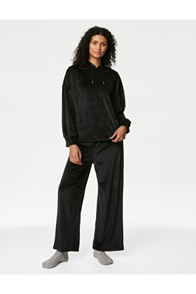 Marks & Spencer Flexifit: Kapüşonlu Kadife Pijama Üstü