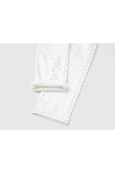 United Colors of Benetton Κοριτσίστικο εκρού κολάν με όλα τα σχέδια Stretch με λεπτομέρεια ετικέτας στην πλάτη