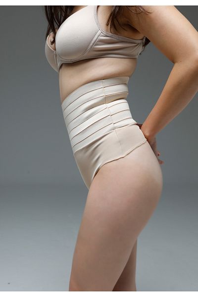 MİSTİRİK Flerna Model High Waist Abdominal Recovery Elastic Waist String Panties Corset Skin Color