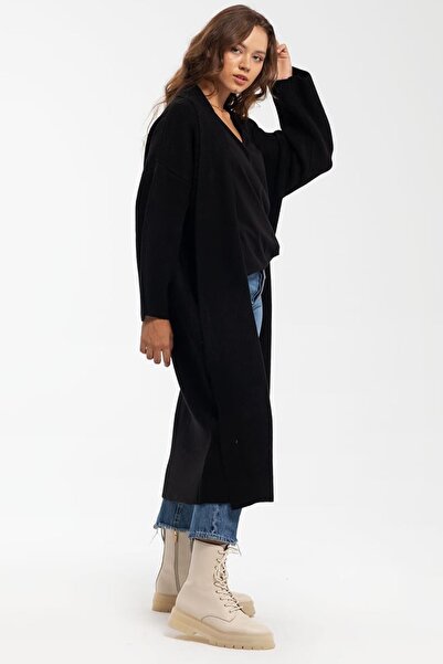 TENA Women's Black Loose Knitwear Cardigan