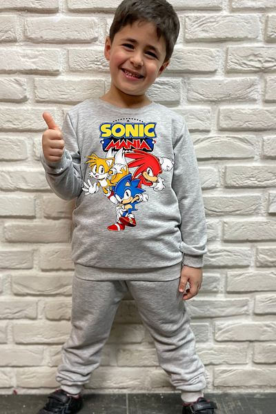 endudu Sonic Printed Cartoon Character Children's 2-Piece Set Kindergarten-Nursery Set 100% Cotton Set