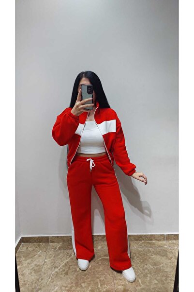 Nida Çelik Collection Garnili Paçalı Siyah Eşofman Takımı