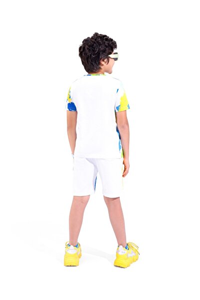 Ollington St. Ollington St. 100%Cotton Knit Half Sleeves T-Shirt & Shorts Set / Co-Ords Set Text Print -Multicolor