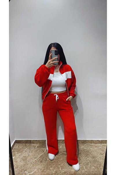 Nida Çelik Collection Garnili Paçalı Siyah Eşofman Takımı